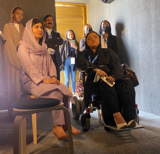 Malala Yousafzai at a Portal during the Doha Forum